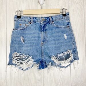 Distressed Blue Denim Shorts